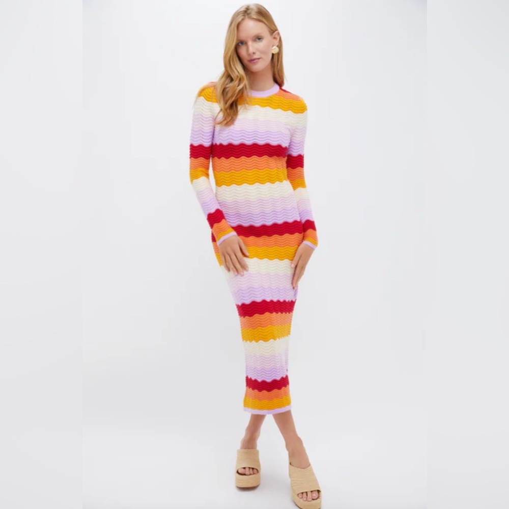 Hyacinth House Sunset Stripe Montego Knit Midi Dress (Small)